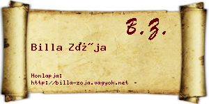 Billa Zója névjegykártya